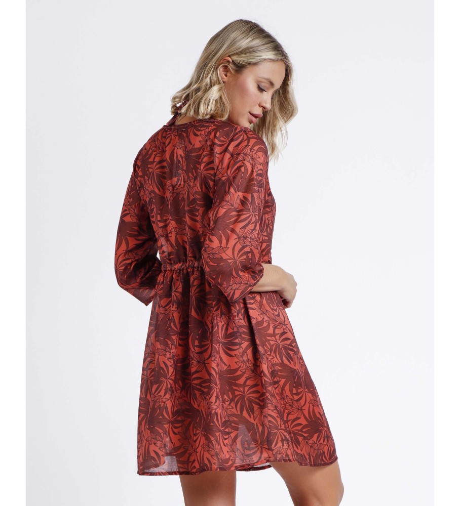 Vestido Admas Sunset Palm, vermelho acobreado