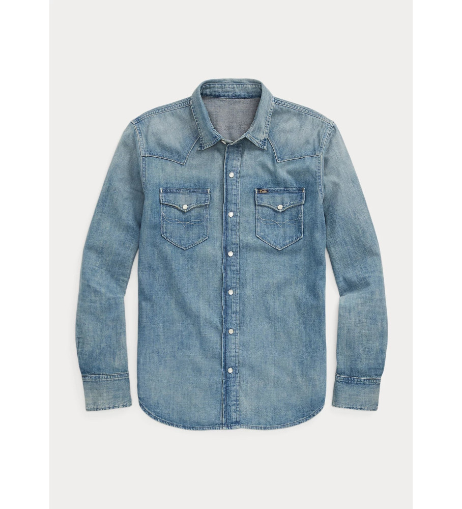 Camisa Ralph Lauren estilo western em denim azul flamejante