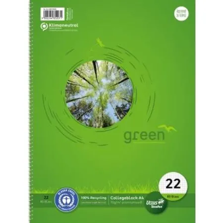 Staufen Green Collegeblock A4 80 Blatt 70g/qm 5mm kariert 4-Loch