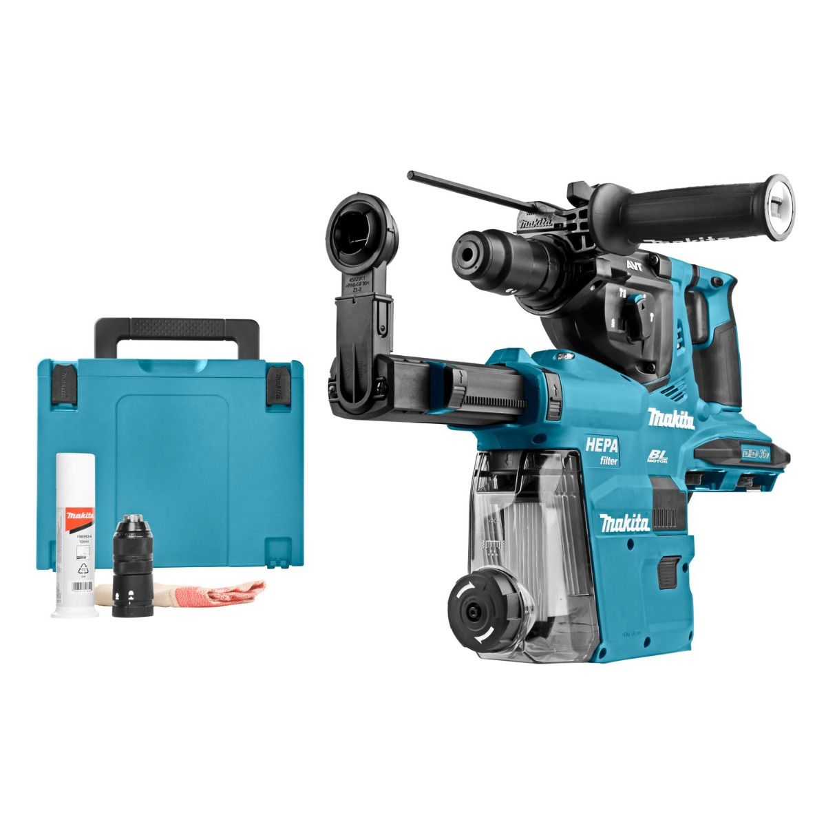 Makita DHR281ZWJ Accu combihamer SDS-Plus 2,9J   snelwisselboorkop   stofafzuiging 2x18V Basic Body in Mbox