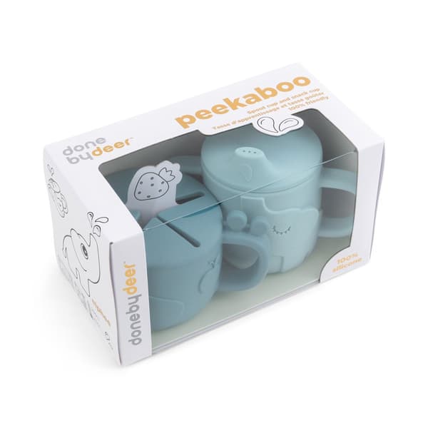 Done by Deer Peekaboo spout/snack cup set Deer friends Blue