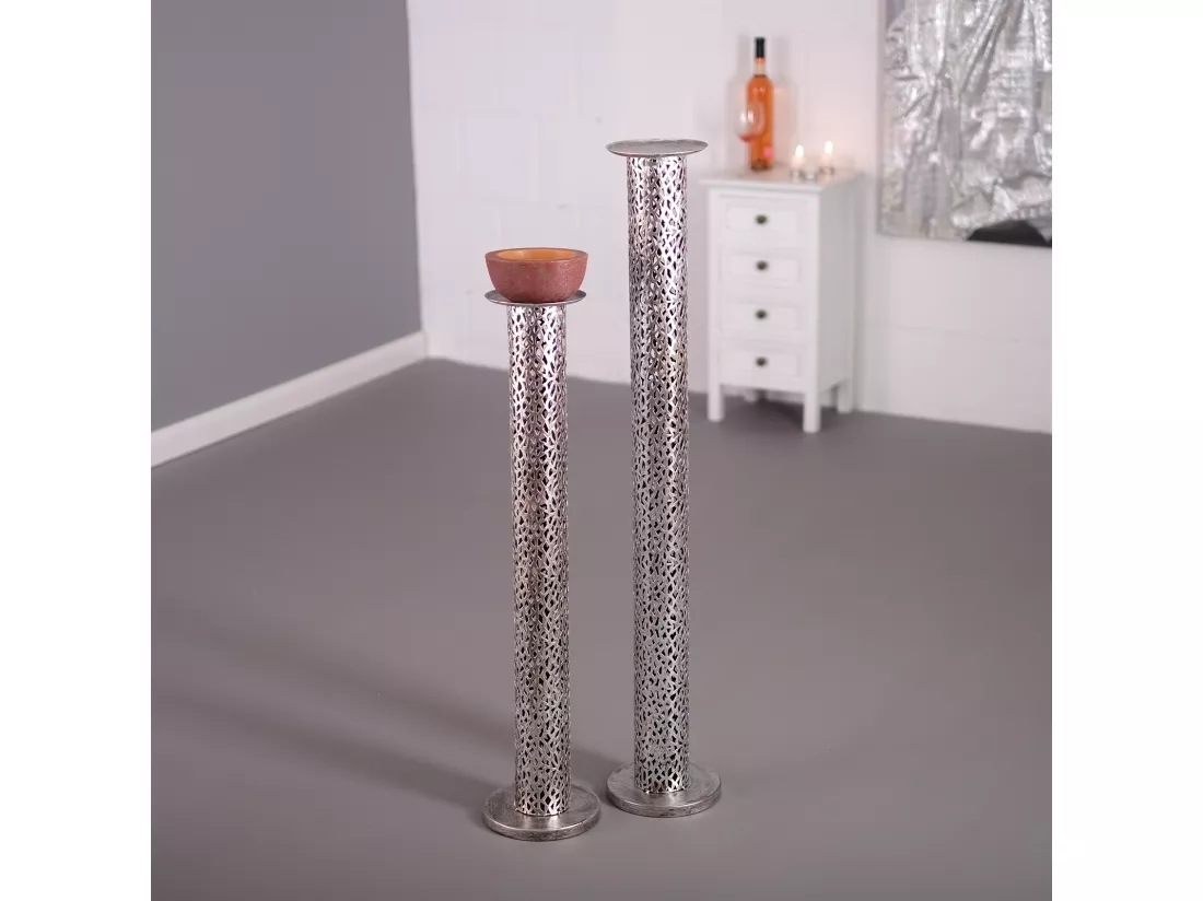 CHANDELIER Ensemble de 2 éternels 100/80 cm, métal argent antique