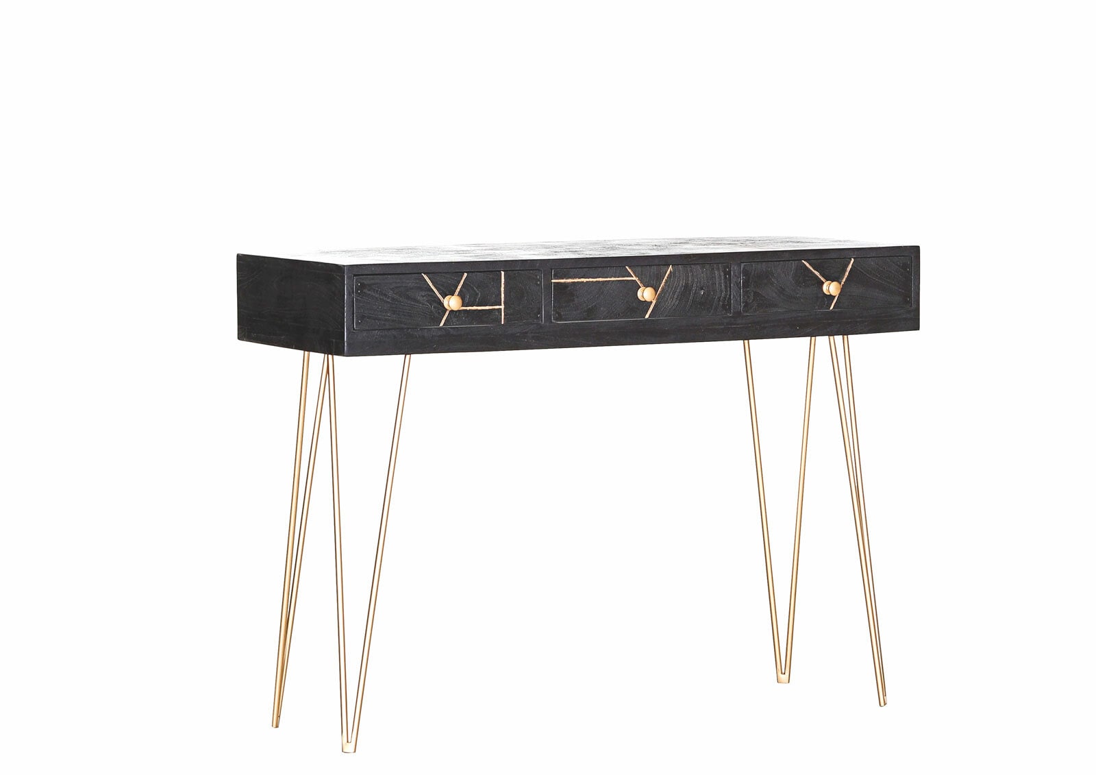 Konsolentisch Scan 115x43x82 cm Schwarz/Goldfarbig