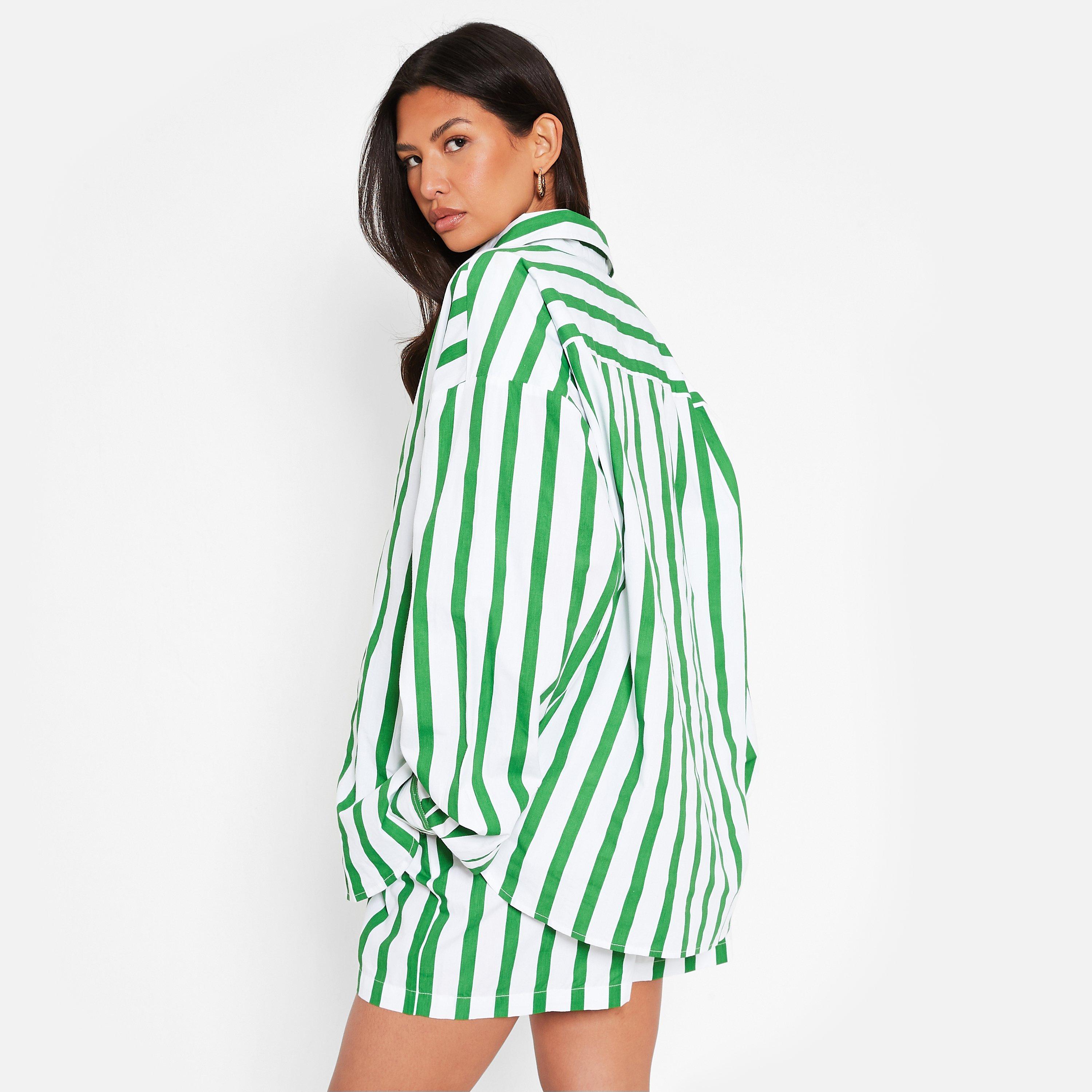 I Saw It First ISAWITFIRST Stripe Cotton Oversized Shirt