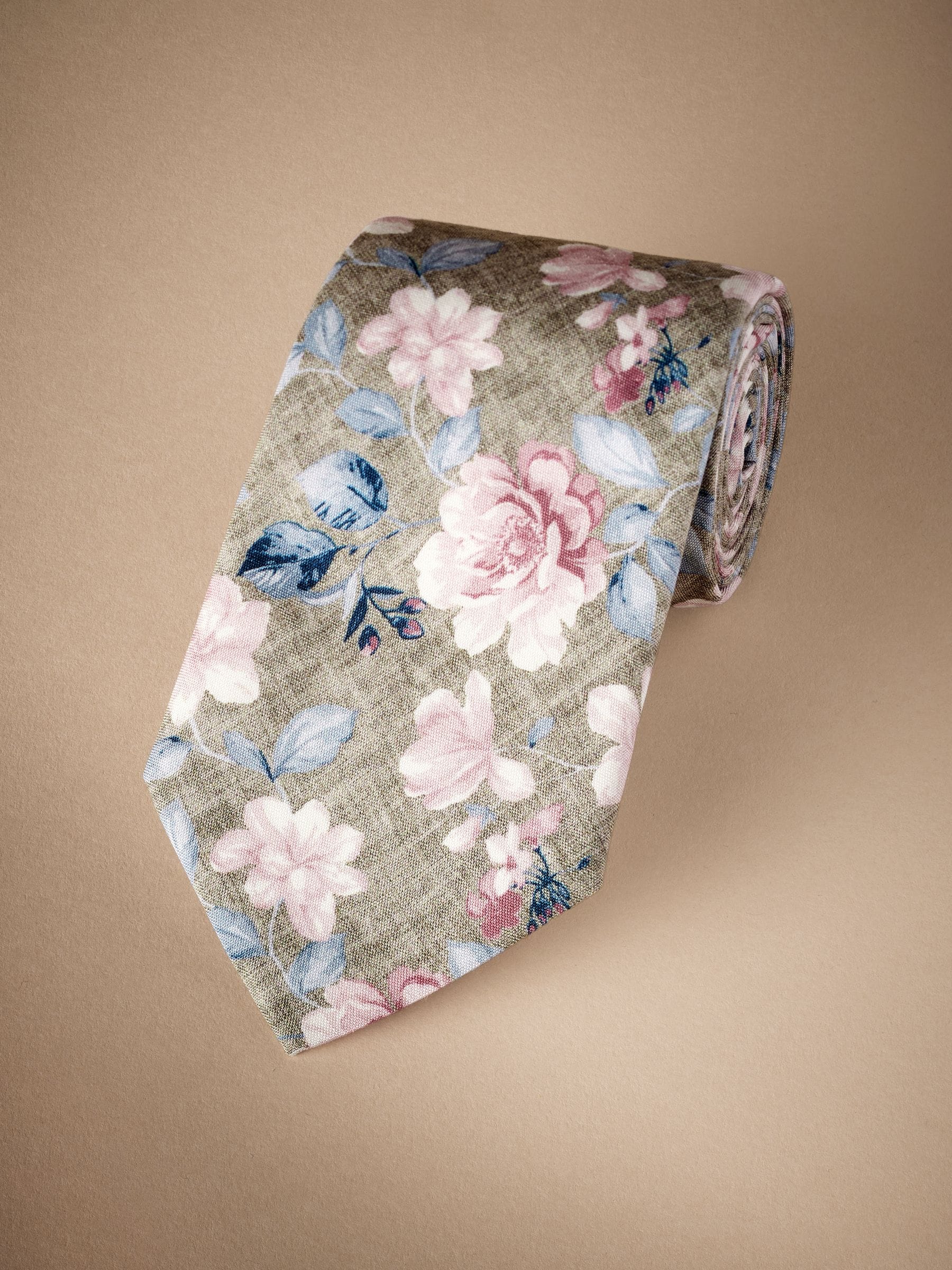 Neutraal bruin/roze bloemmotief - Signature Made In Italy Printed Paisley Tie