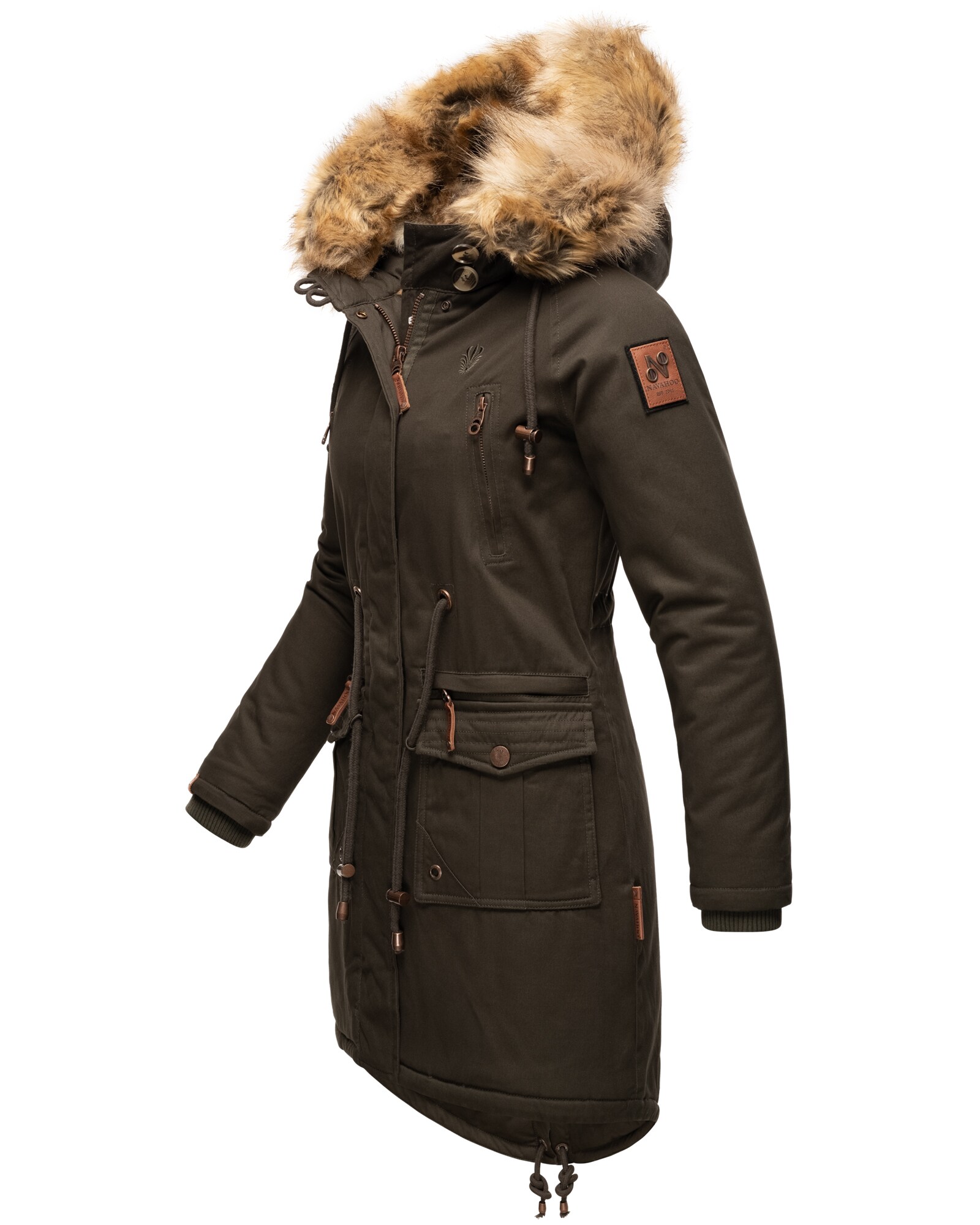 NAVAHOO Damen Warmer Wintermantel Winter Baumwollparka mit Kunstfell Rosinchen