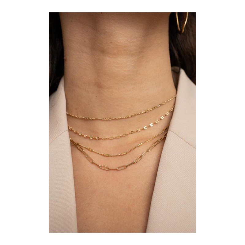Collier en acier maille dorée, chaînette réglable