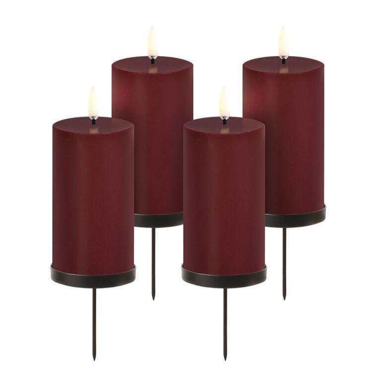 Uyuni  Gaveæske med LED bloklys med spyd, Wine red - H10,1 cm.