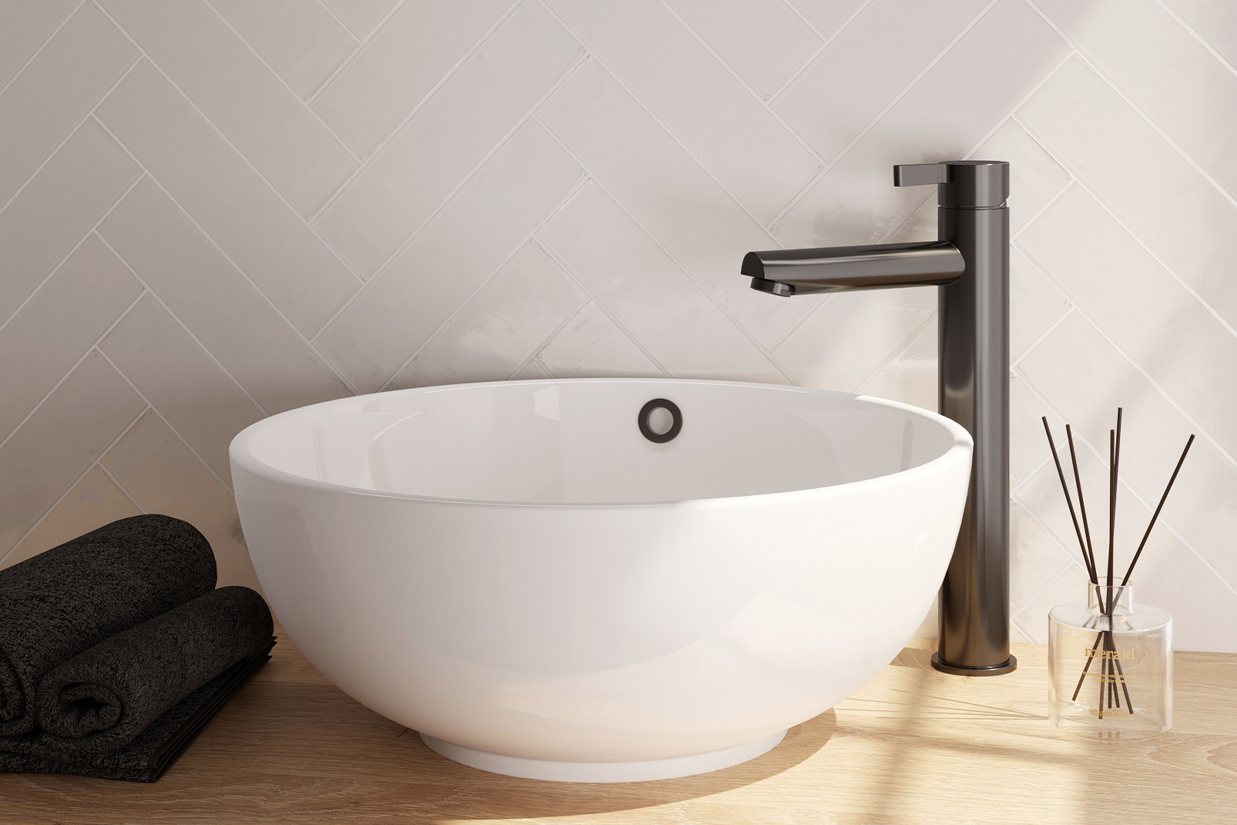 Brauer Gunmetal Edition ColdStart verhoogde wastafelkraan energy-saving model E gunmetal geborsteld PVD