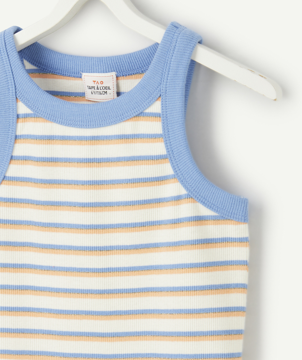 haut sans manches fille encolure américaine en coton bio coloré