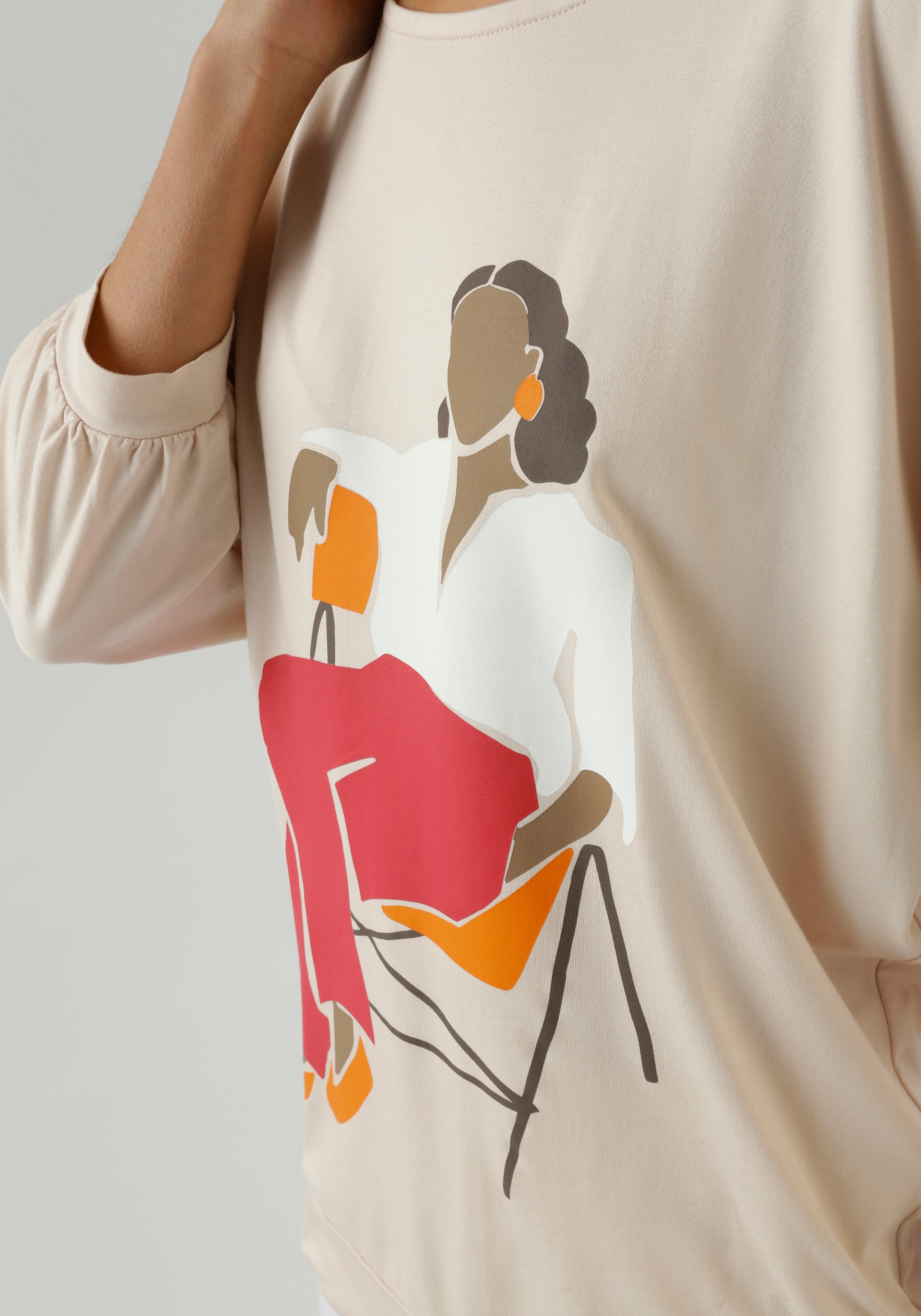 Aniston SELECTED Fledermausshirt , vorne mit grossflächigem, femininem Frontdruck - NEUE KOLLEKTION
