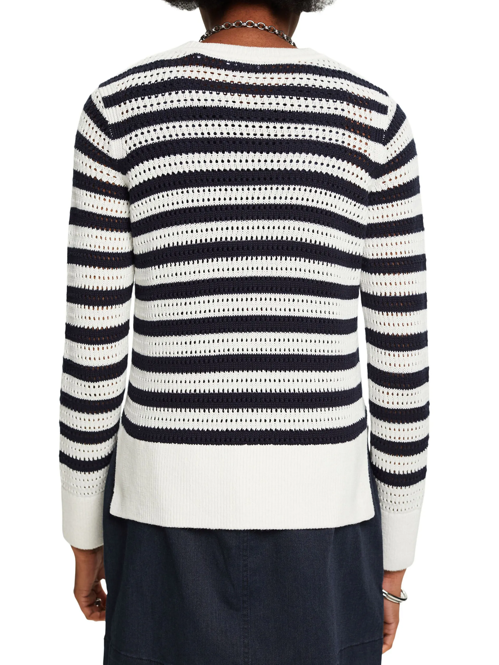 Damen Ringelpullover in durchschimmernder Optik