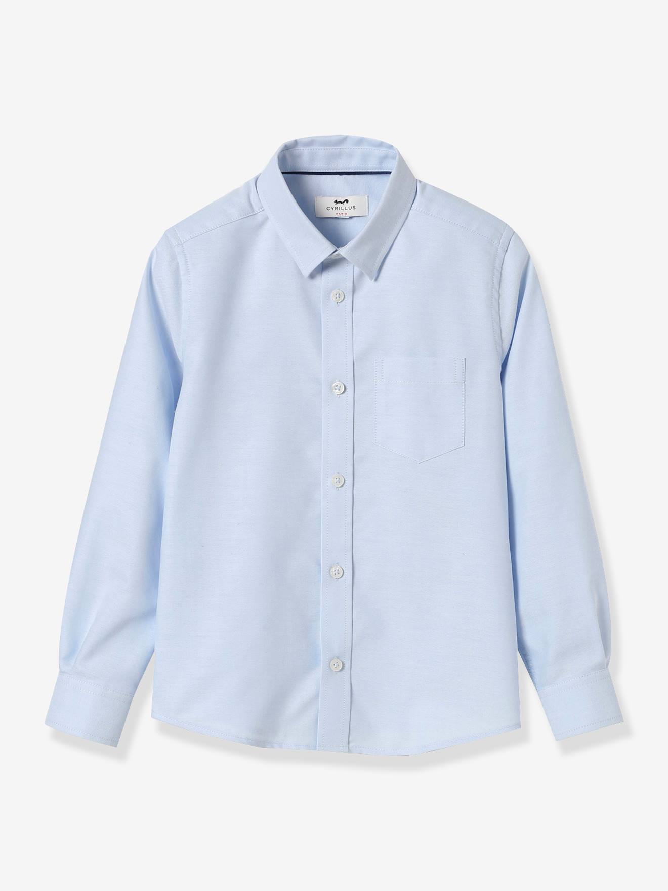 Camisa Oxford lisa azul-clara para meninos