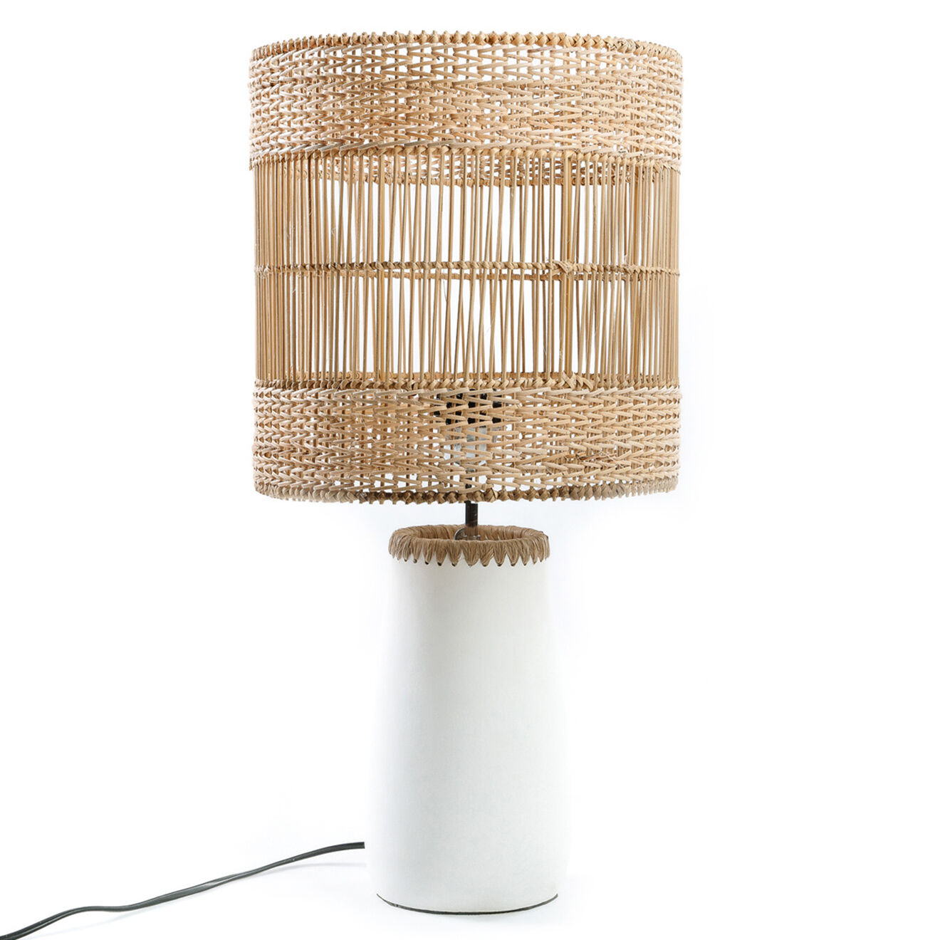 Bazar Bizar Lampe à poser Kiska blanc/naturel - 29x29x57 cm