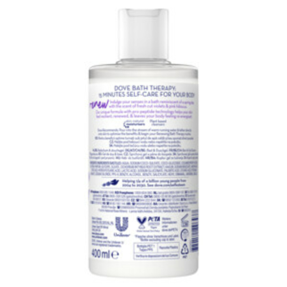 6x Dove Bath Therapy Renew Badschuim & Douchgel400 ml