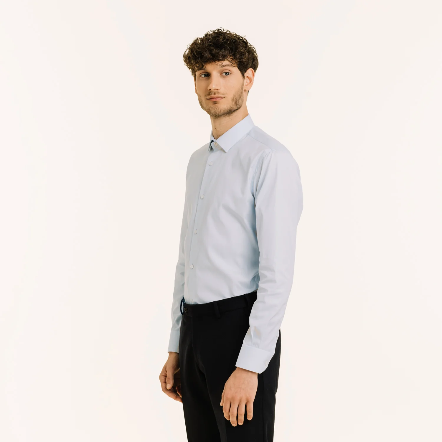Sky blue double-twisted Oxford shirt