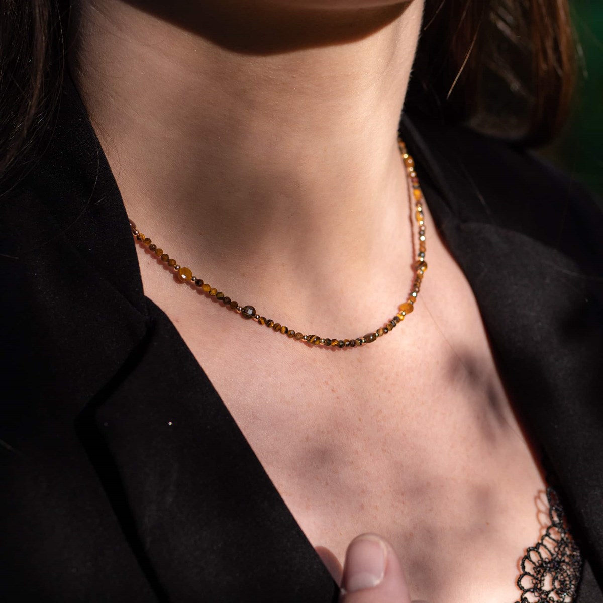 Collier Paloma en pierres Oeil de Tigre