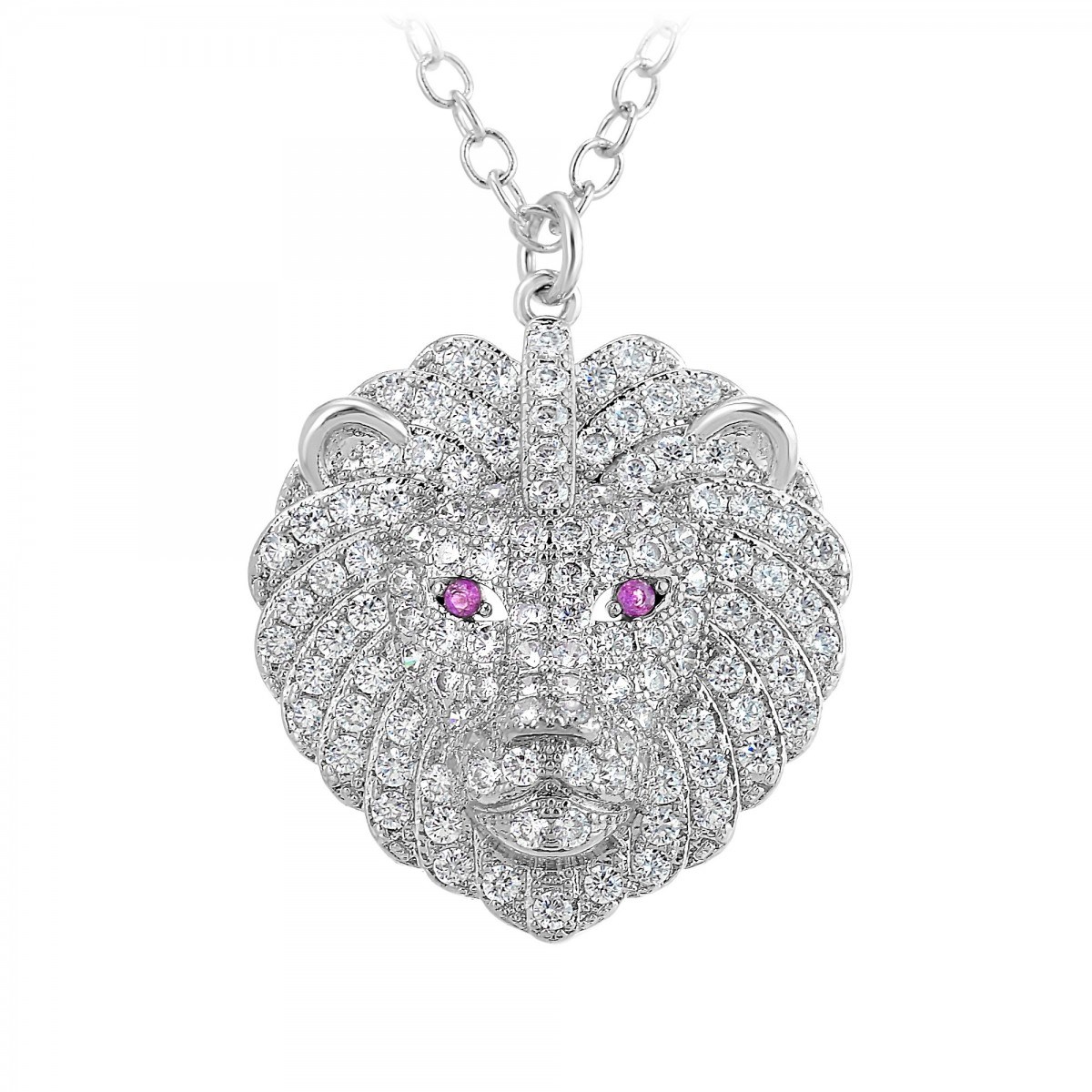 Collier signe astrologique lion orné de Cristaux scintillants SC Crystal en Métal rhodié
