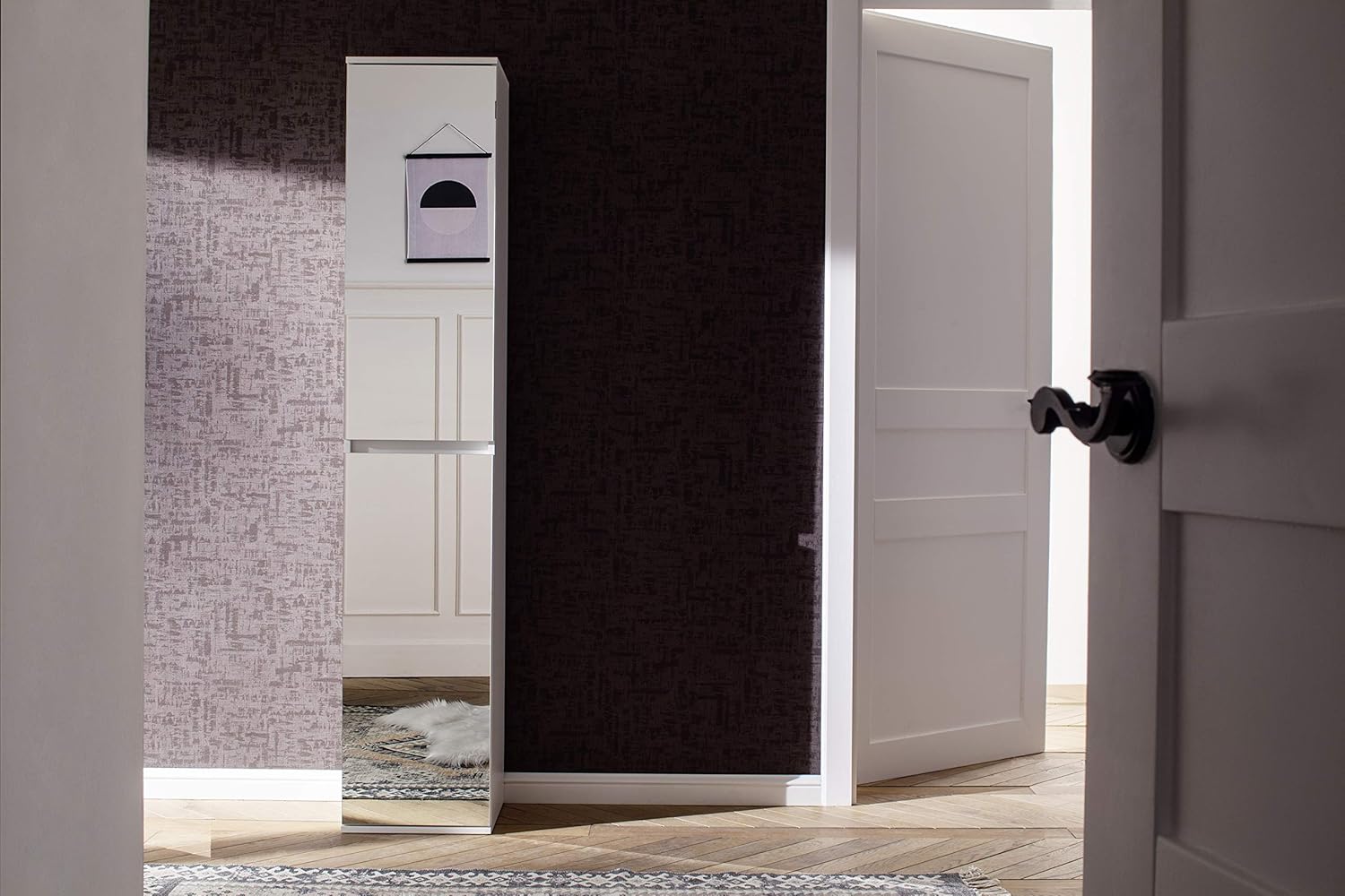 trendteam smart living - Mirror - Garderobenschrank - Weiß - Mehrzweckschrank mit reichlich Stauraum - (BxHxT) 37 x 191 x 34 cm - 7 Einlegeböden - Kratzfest