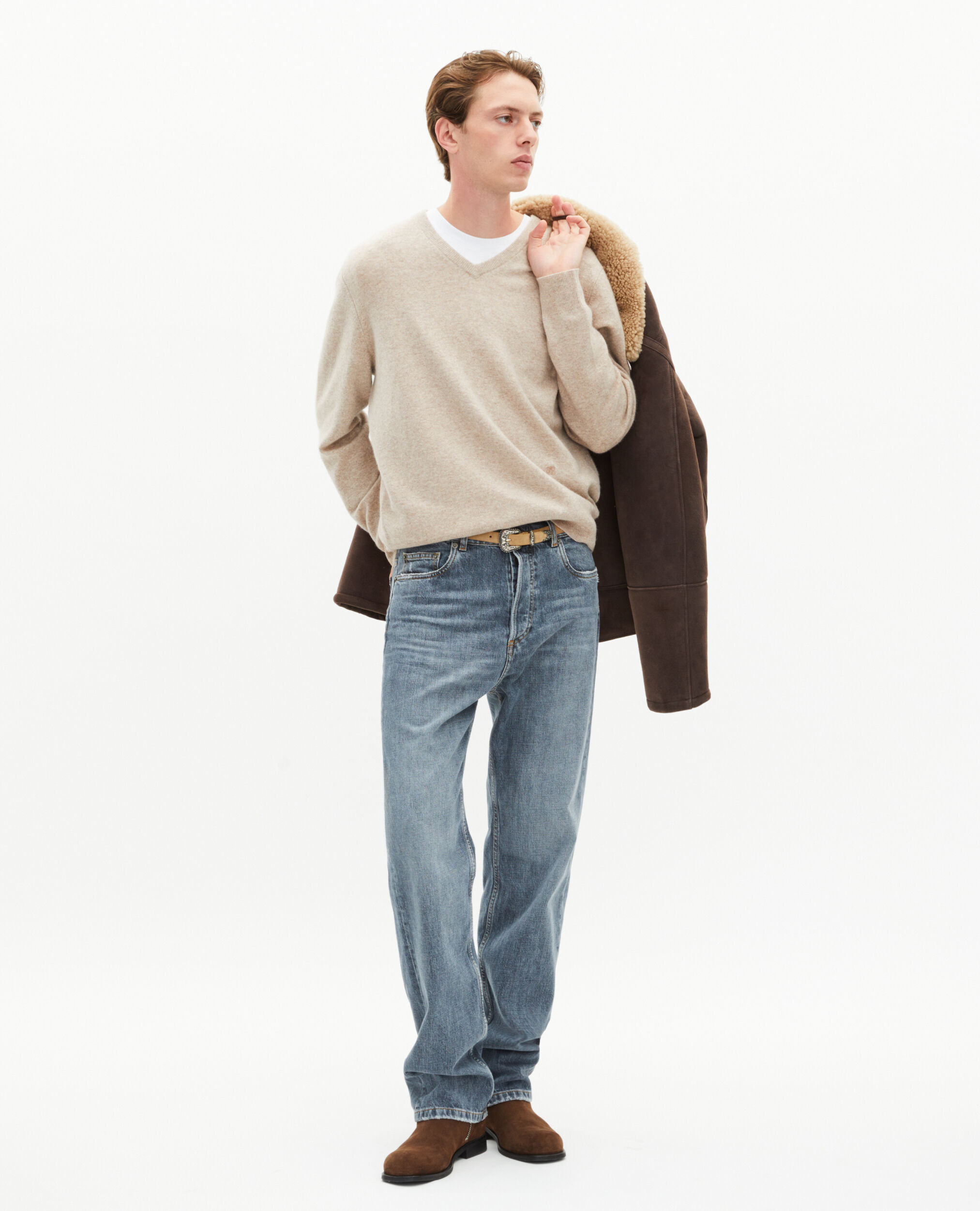 Jean droit bleu gris