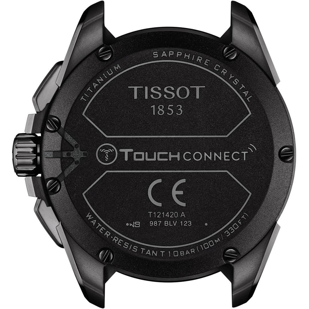 Tissot T-Touch Connect Solar Smartwatch Titan Schwarz / Orange mit schwarzem Kautschukarmband