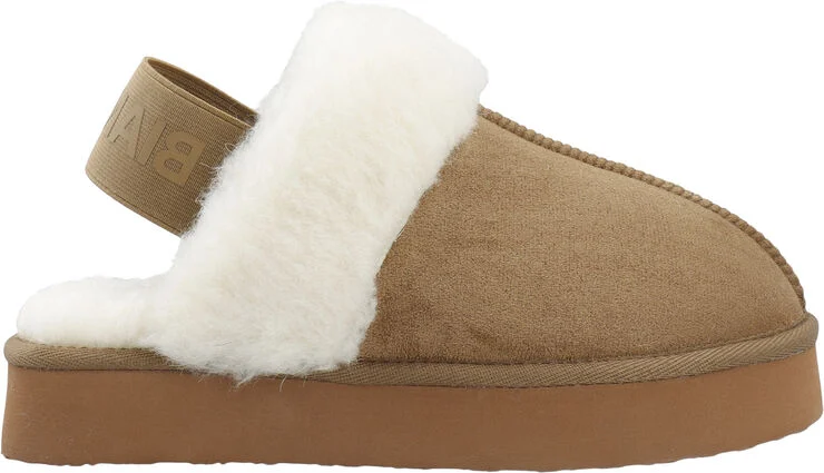 Bianco BIASWEETIE Flatform Elastic Slipper Faux Suede Camel