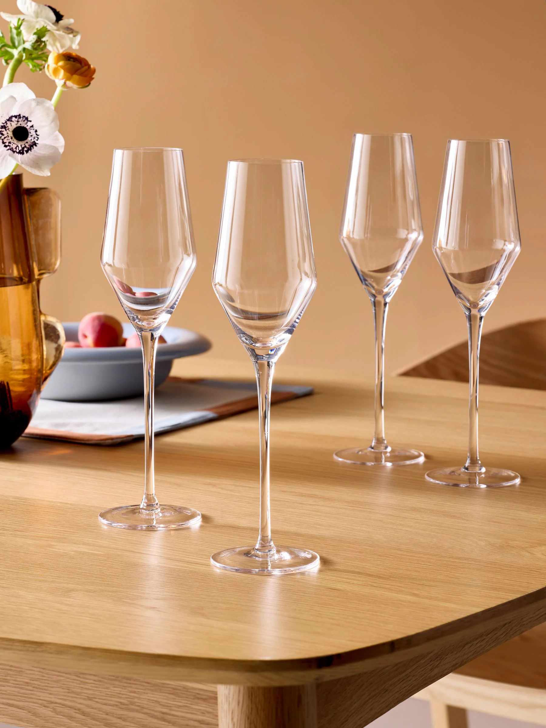 MADE.COM Set of 4 Velma Crystal Champagne Flutes
