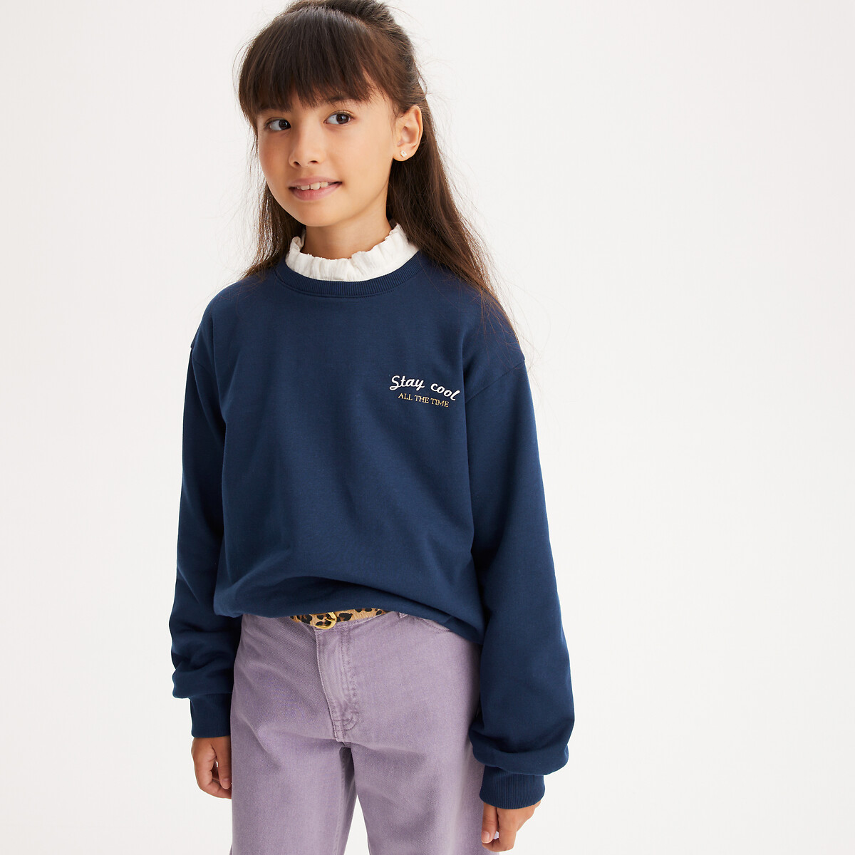 COLEÇÕES LA REDOUTE<br>Suéter com gola redonda e texto, em fleece