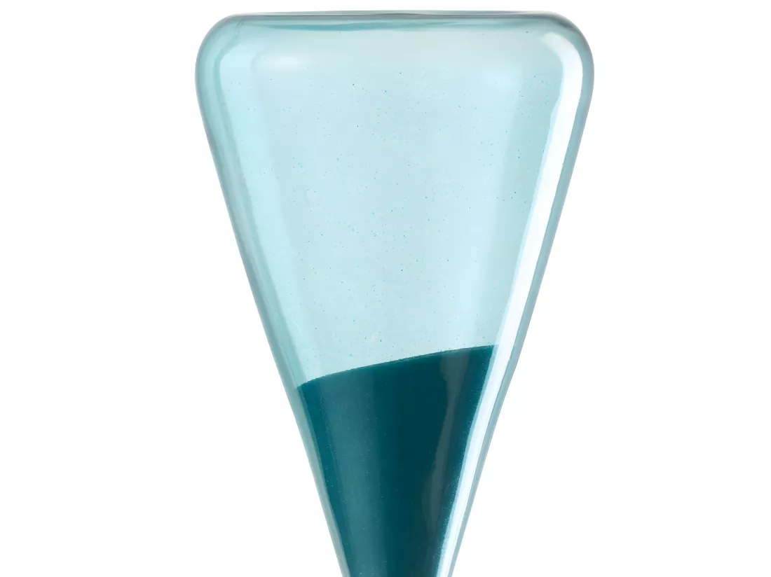 Sablier de décoration en verre bleu 30 cm