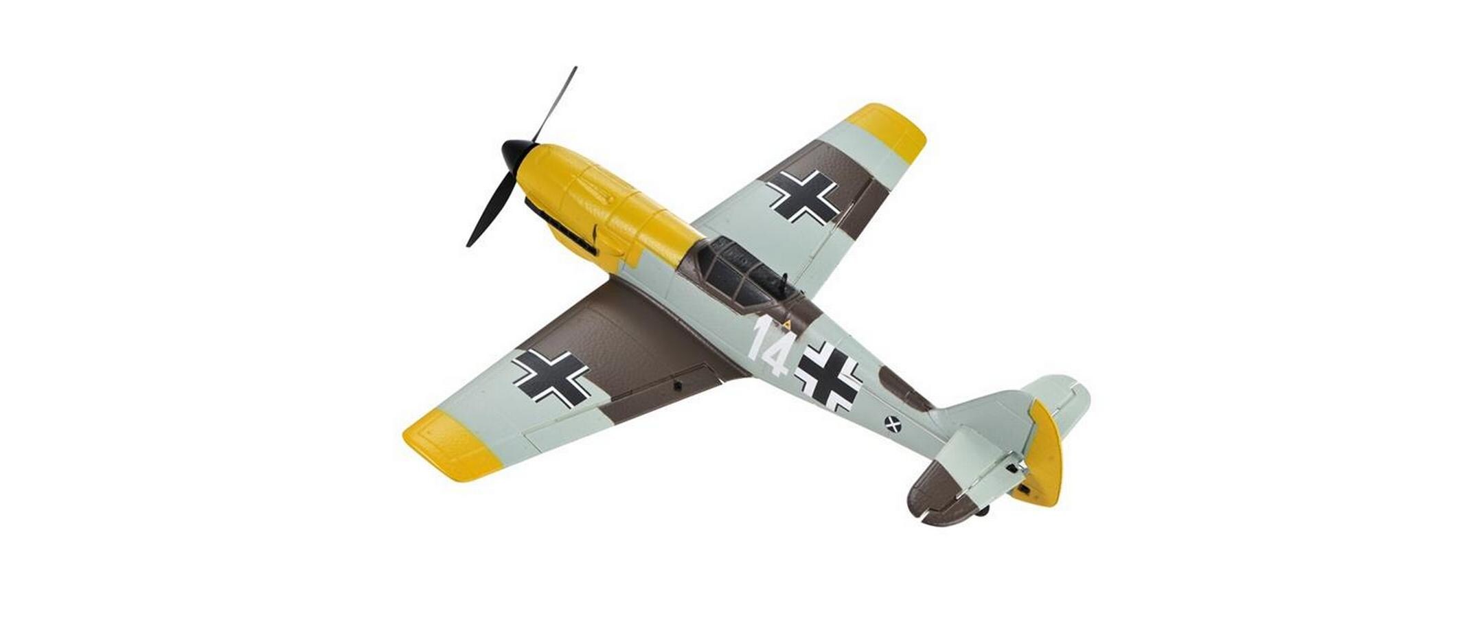 Warbird Mini BF-109 450 mm, Gelb, RTF<br>Kleines 4-Kanal RC-Flugzeug mit Gyro