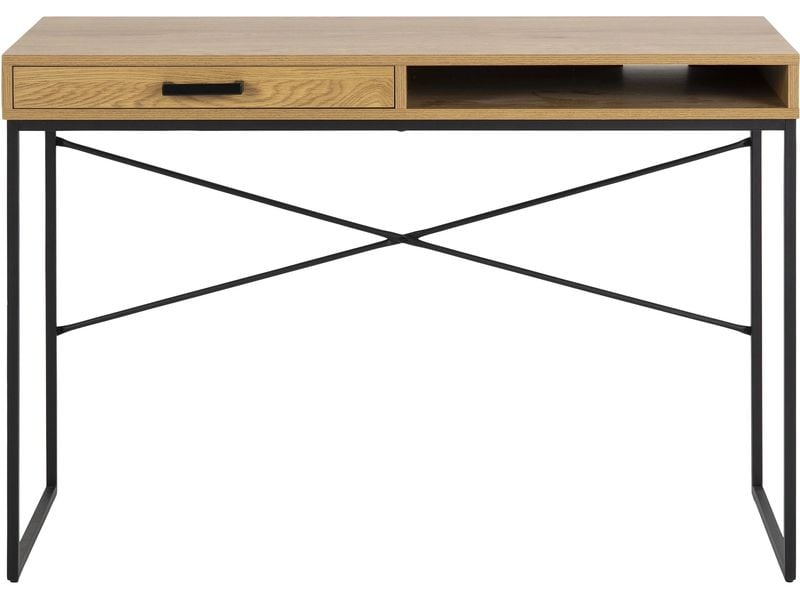 AC Design Tisch Seaford, Schwarz matt / Wildeiche matt Bürotisch im modernen Industriestil