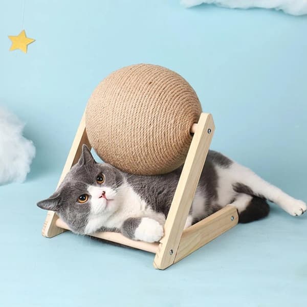 Skrapeball med stativ for katt - 12 cm