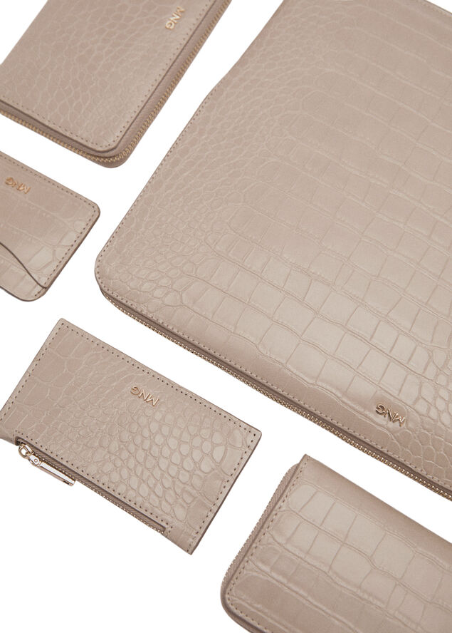 MANGO Animal print effect wallet Lt pastel brown