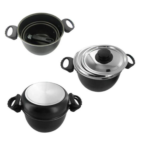 Popote alu anthracite 19cm 6+1 pièces