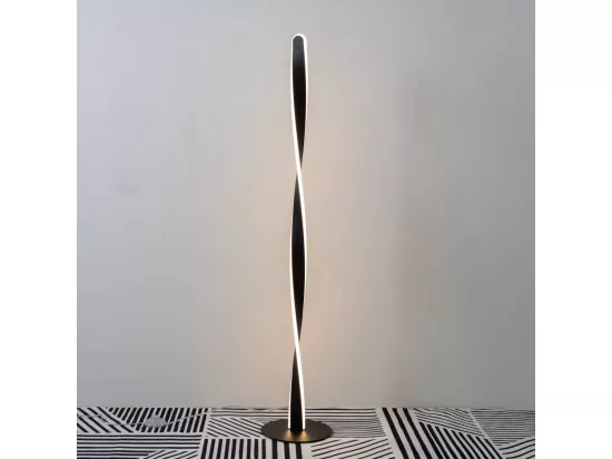 Lampadaire H120 cm torsade noir LED - Kazan