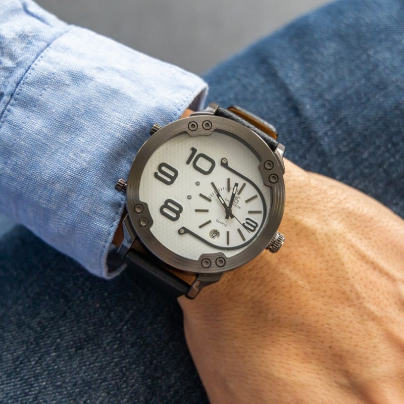 Coffret montre Homme CHTIME bracelet Cuir Noir