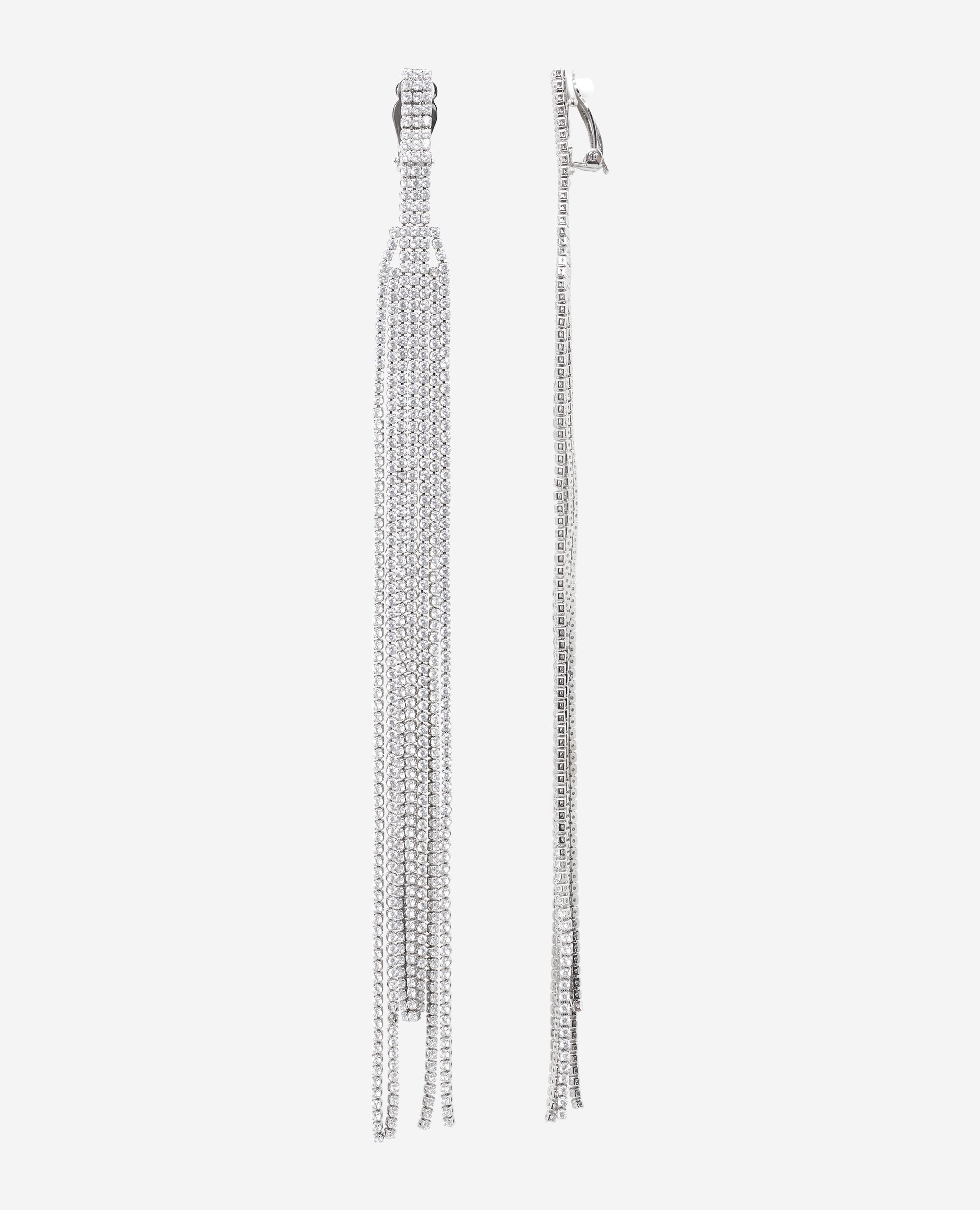 Boucles d'oreilles longues à clip argenté