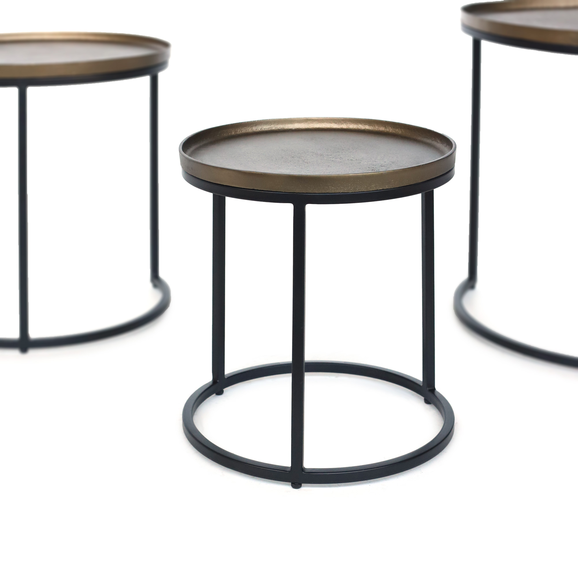 3er-Set Beistelltisch 'Lucia', gold, schwarz von fischer's lagerhaus