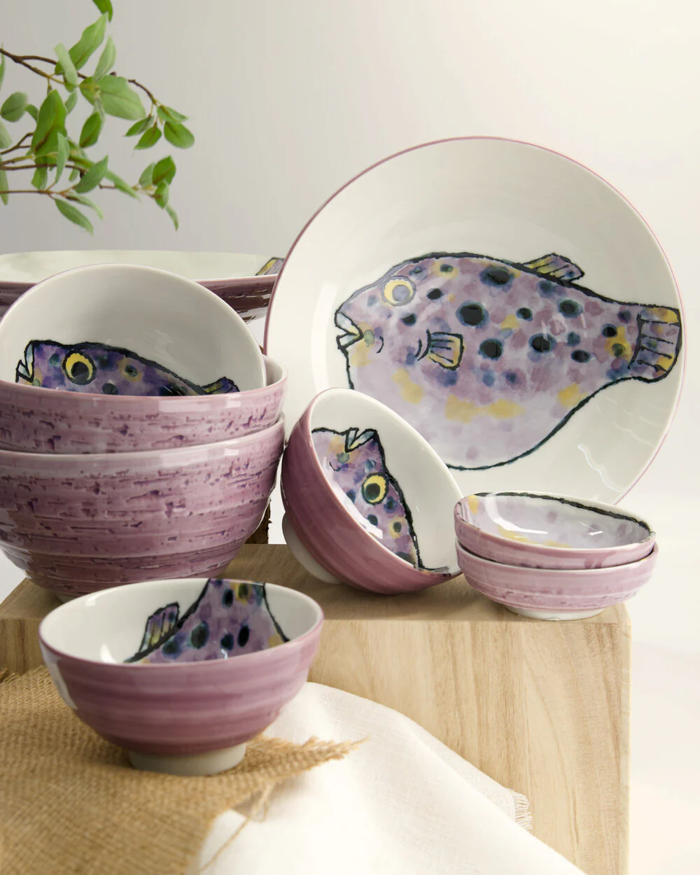 Tokyo Design Studio  Seafood Dish skål, Blowfish Fugu Purple - 150 ml
