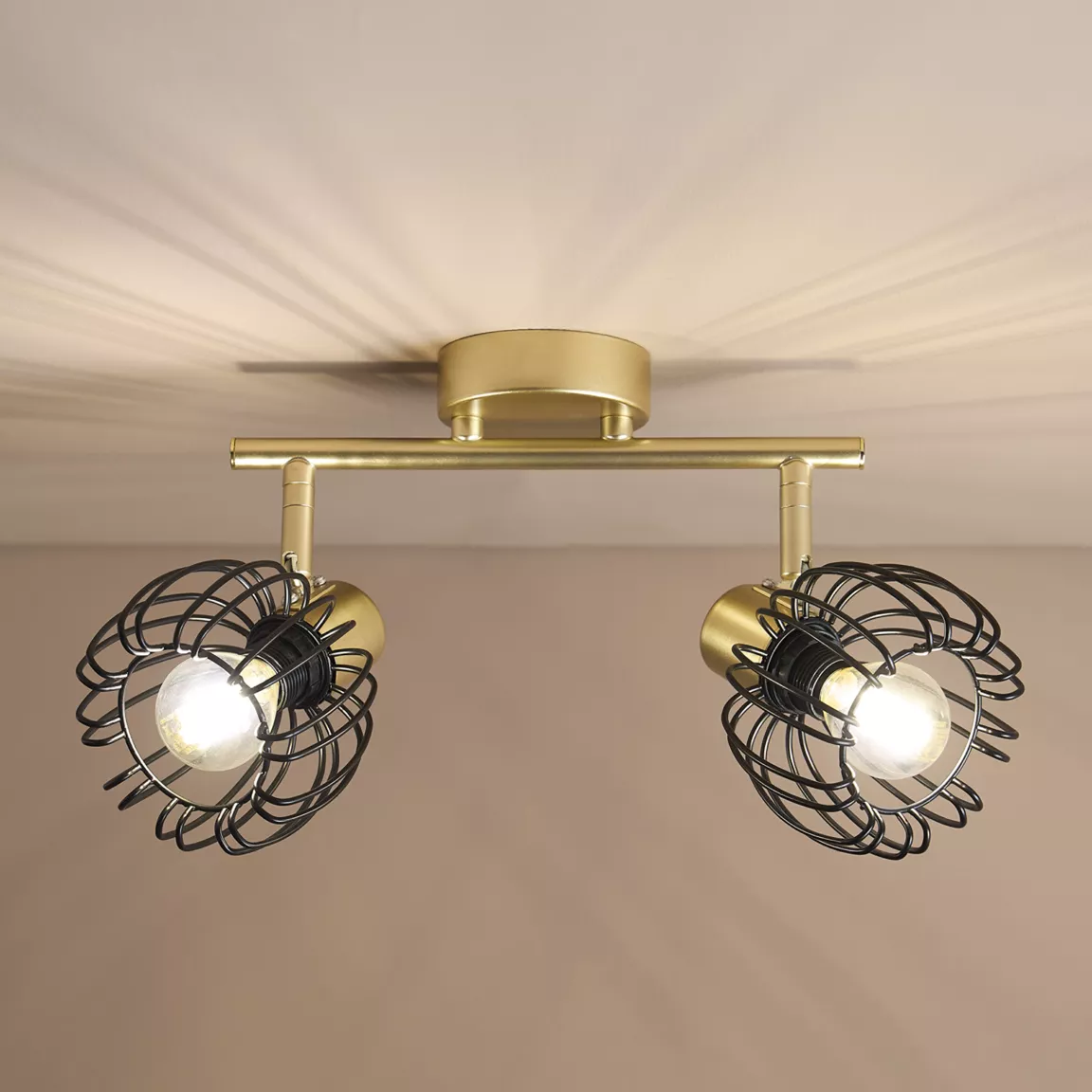 Applique murale 2 abat-jour orientables métal (13 x 17 cm) Loft Or