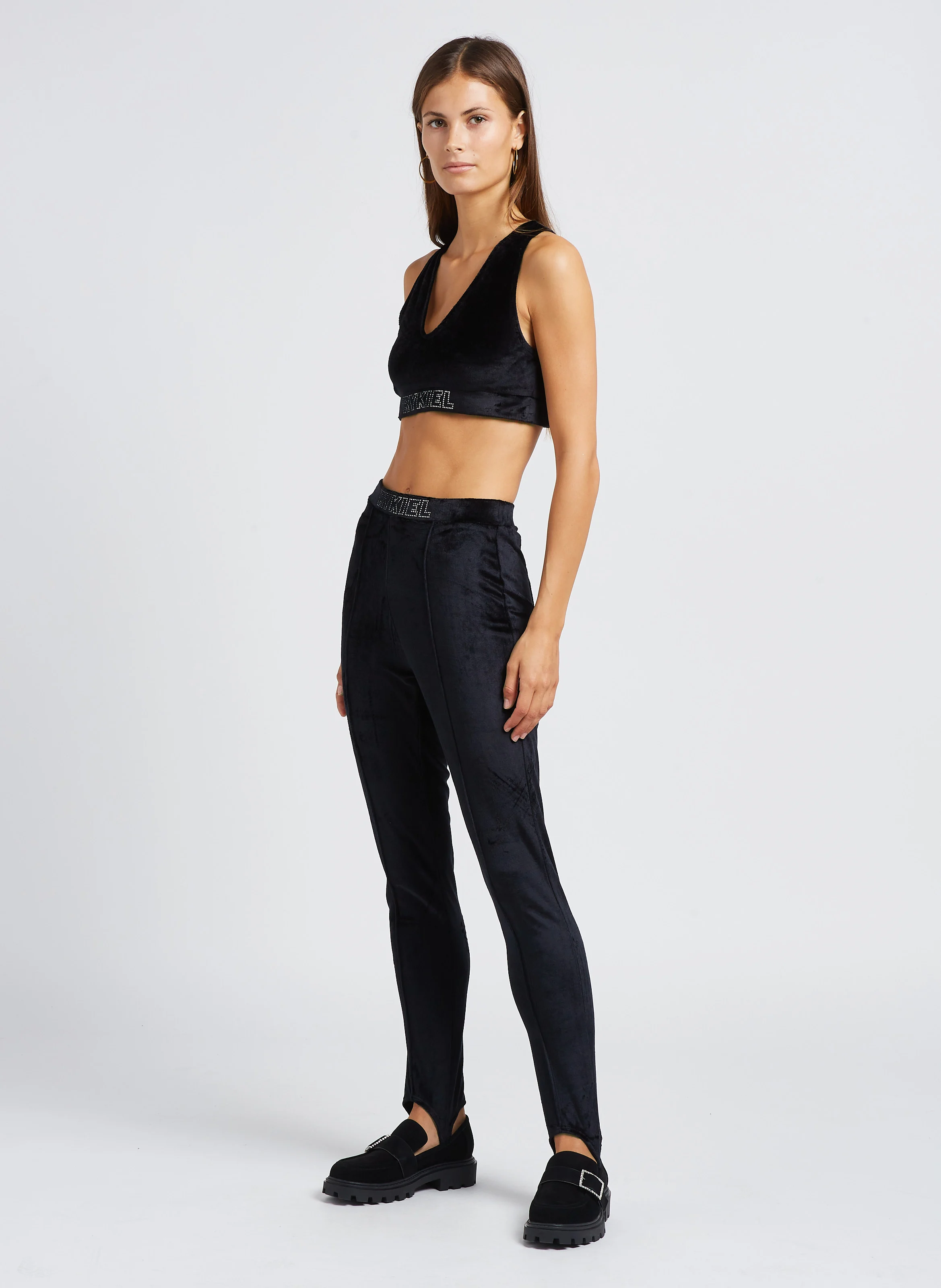 Brassière col V en velours | Noir