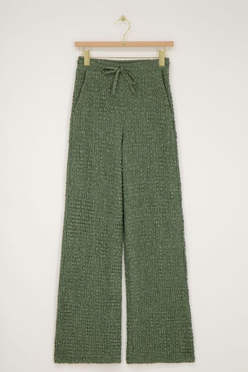 Groene wide leg broek met structuur