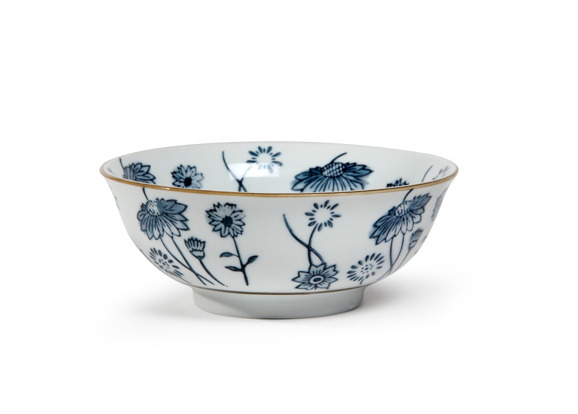 Suppenschale 'Blumenmuster', weiß, blau, Ø 15,5 cm, H 6,5 cm von fischer's lagerhaus