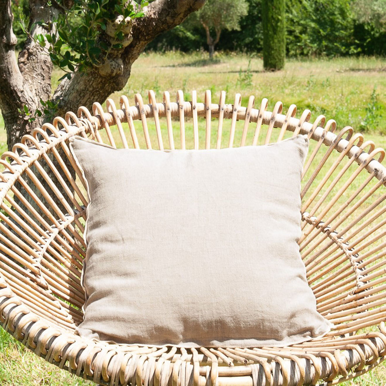 En Fil d'Indienne Housse de coussin Linon toile de lin naturel - 45x45 cm