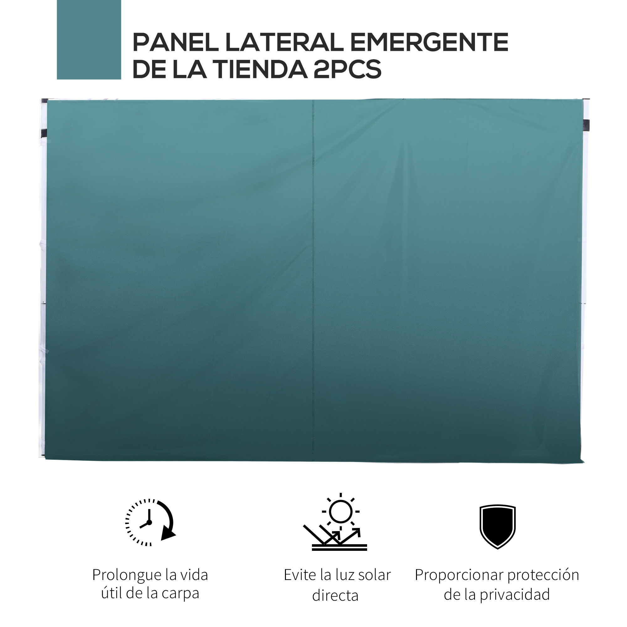 Outsunny 2 Paredes Laterais para Gazebo 3x3m, Tecido Oxford com Janela, 300x200cm, Verde Escuro