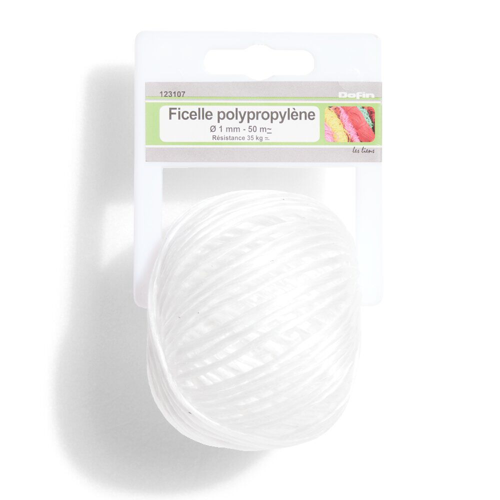 Ficelle en polypropylène blanc Ø1 mm - L.50 m