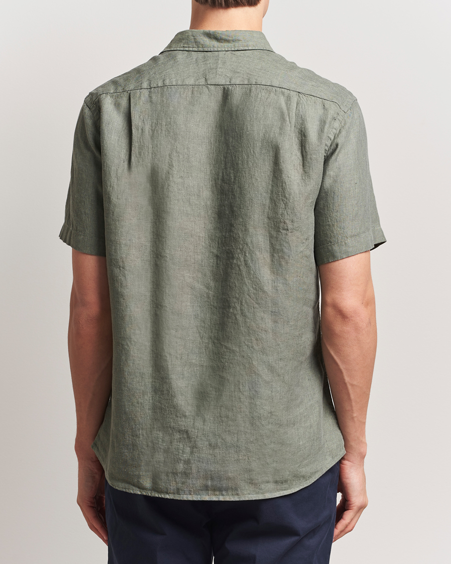 Charles Tyrwhitt Pure Linen Short Sleeve Slim Fit Shirt Olive