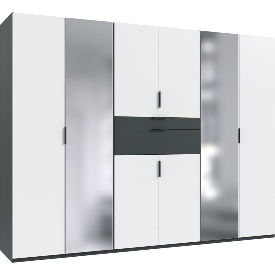 Drehtürenschrank Eliana, Dekor Graphit, 270 x 208 x 58 cm, mit Spiegel