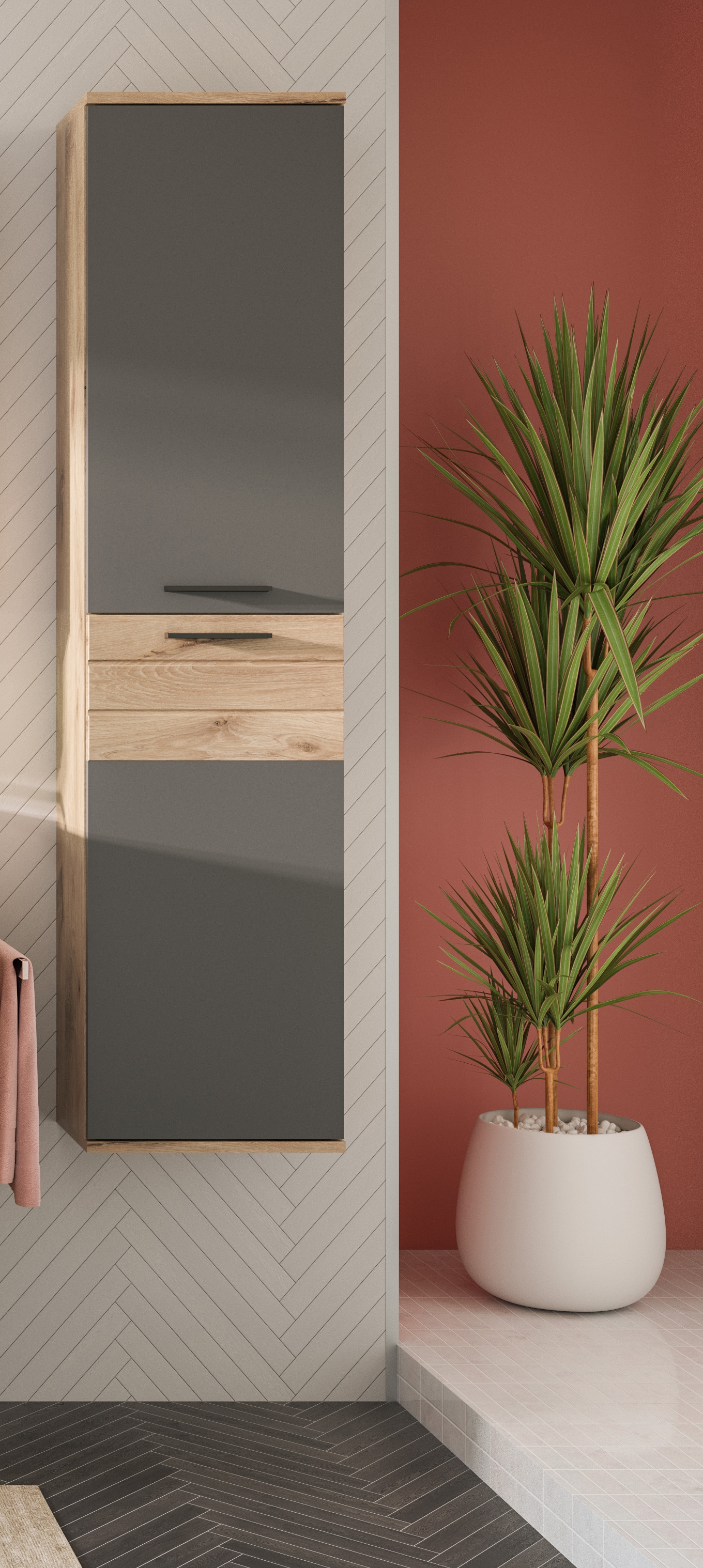INOSIGN Midischrank »Riga, Breite 37 cm, 2 Türen, 2 Einlegeböden, 1 Konstruktionsboden« Türanschlag wechselbar, Badmöbel, Badschrank, Schrank,Bad, Hochschrank