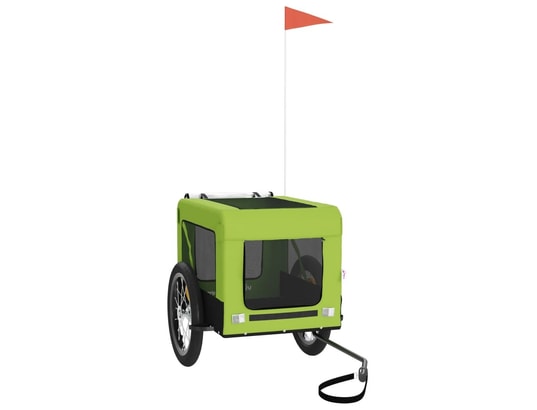 VIDAXL - Remorque de vélo pour chien vert et noir tissu oxford et fer